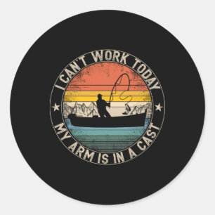 Sticker Rond Pêche Vintage Je Ne Peux Pas Travailler Aujourd'hu