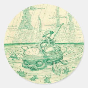 Sticker Rond Pêche vive
