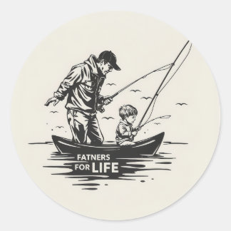 Sticker Rond Pêcher Ensemble : Un Bon Intemporel