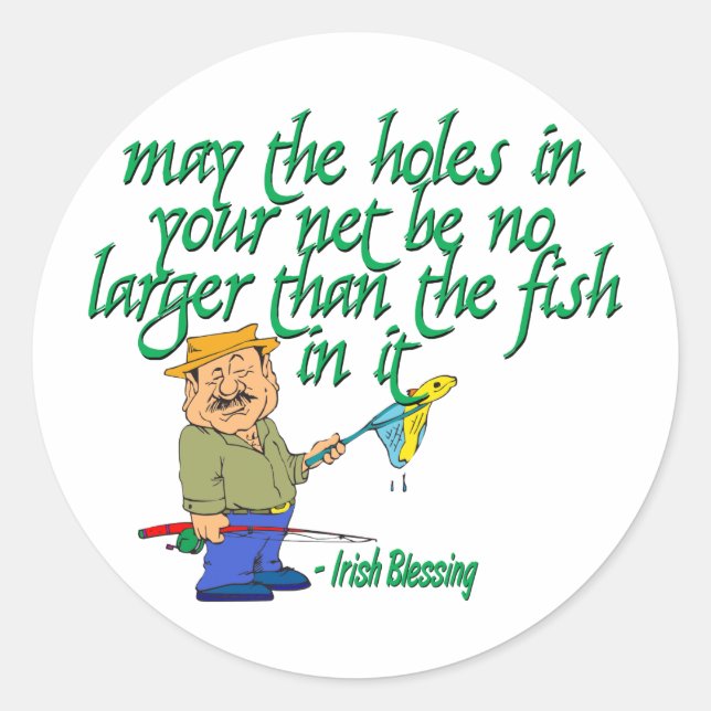 Sticker Rond Pêcher La Bénédiction Irlandaise (Devant)