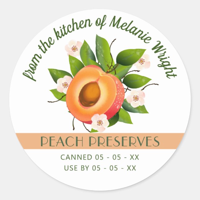 Sticker Rond Pêcher la purée de fruits (Devant)