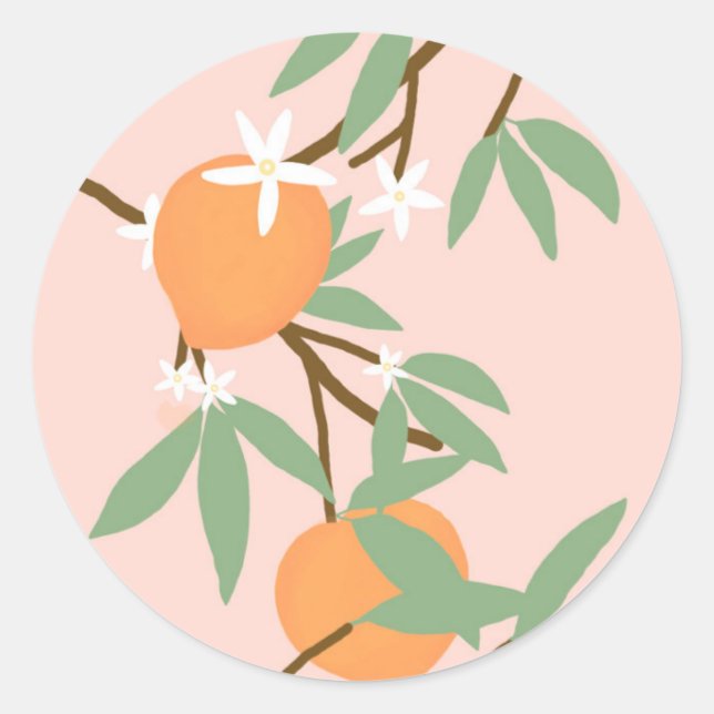 Sticker Rond Pêches et fleurs (Devant)