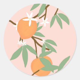 Sticker Rond Pêches et fleurs