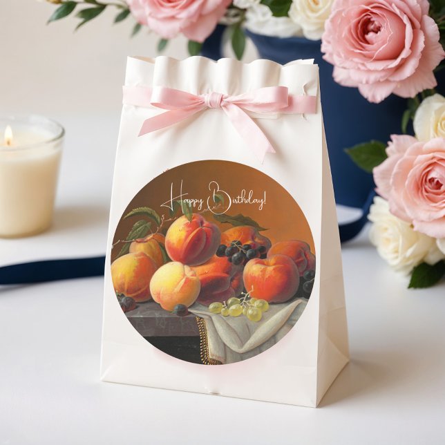 Sticker Rond Pêches, raisins et pommes (Créateur téléchargé)