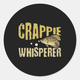 Sticker Rond Pêcheur de Crappie Chuchoteur Vintage Drôle 