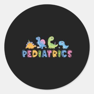 Sticker Rond Pédiatrie Équipe de Pédiatrie Infirmière Dinosaure