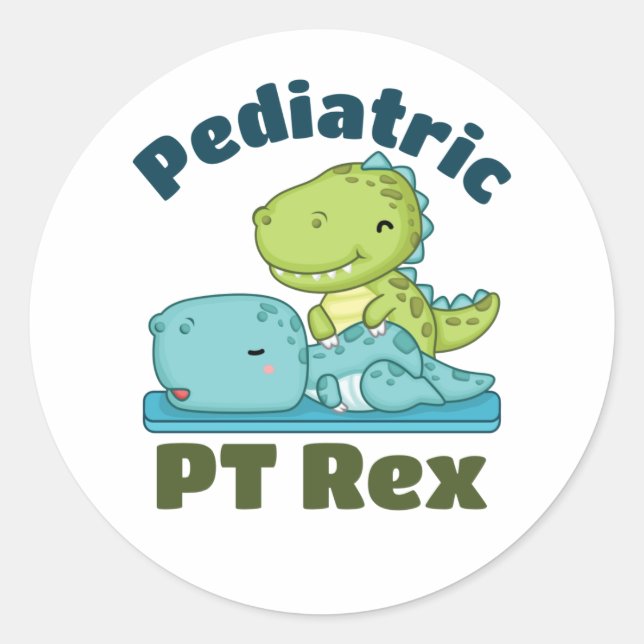 Sticker Rond Pédiatrique PT Rex Thérapeute physique (Devant)