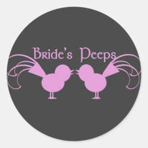Sticker Rond Peeps de mariée/ rose