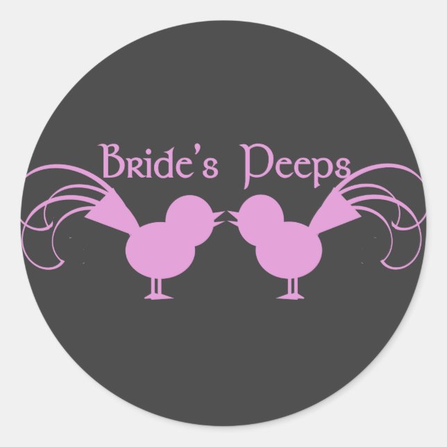 Sticker Rond Peeps de mariée/ rose (Devant)