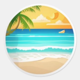 Sticker Rond pegatina clasica playa