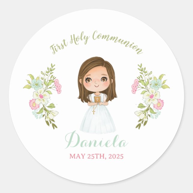 Sticker Rond Pegatina DANIELA Primera comunión (Devant)