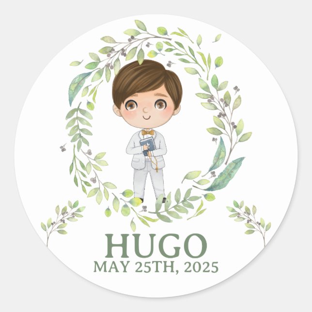 Sticker Rond Pegatina HUGO Primera Comunión (Devant)