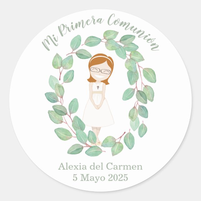 Sticker Rond Pegatina Primera Comunión modelo Alexia (Devant)