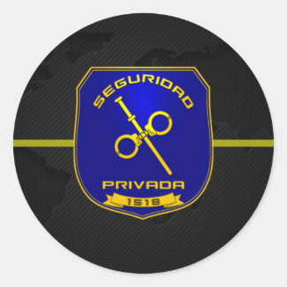 Sticker Rond Pegatina Seguridad Privada España Color