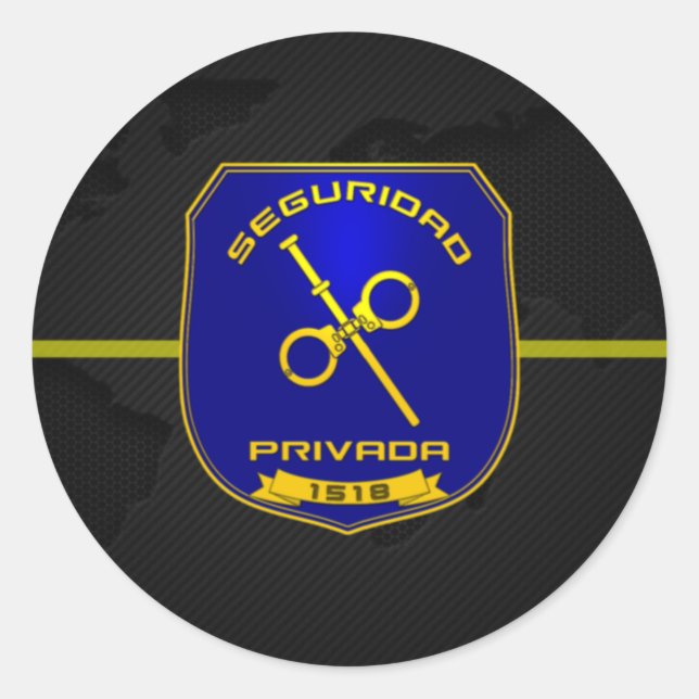 Sticker Rond Pegatina Seguridad Privada España Color (Devant)