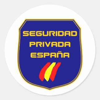 Sticker Rond Pegatina Seguridad Privada España Placa Azul