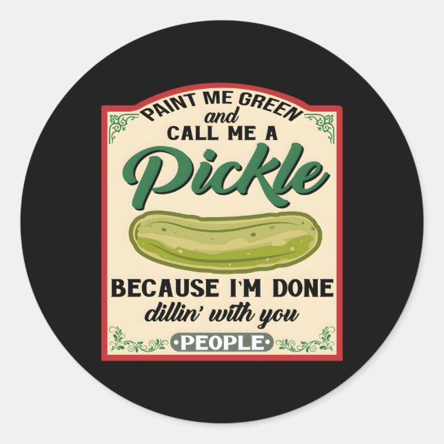 Sticker Rond Peignez-Moi Vert Et Appelez-Moi Une Boulette (Devant)
