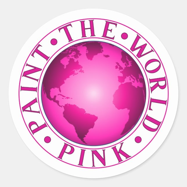 Sticker Rond PEINDRE LE MONDE ROSE Terre Diversité Célébration (Devant)