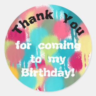 Sticker Rond Peindre Merci d'anniversaire