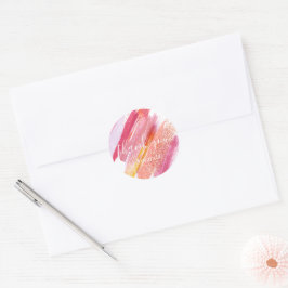 Sticker Rond Peint rose & or moderne Merci personnalisé