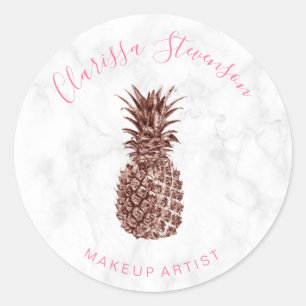 Sticker Rond Peintre de maquillage d'ananas rose moderne