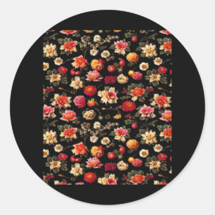 Sticker Rond Peinture à l'huile Vintage Whimsigoth Chintz