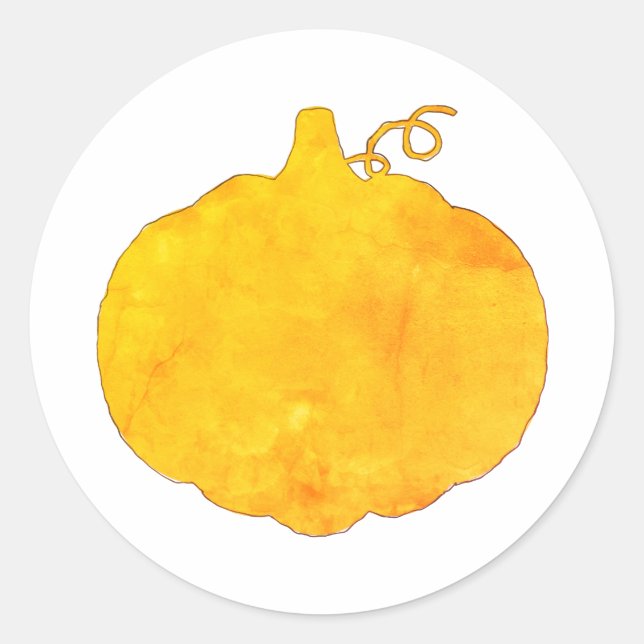 Sticker Rond Peinture aquarelle citrouille (Devant)