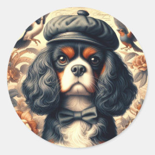 Sticker Rond Peinture Cavalier King Charles Spaniel