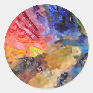 Sticker Rond Peinture colorée de la palette du peintre
