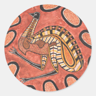 Sticker Rond Peinture d'art autochtone Emu
