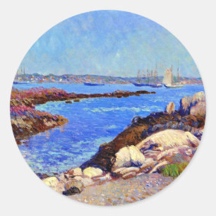Sticker Rond peinture d'art fin du port de Portsmouth, NH,