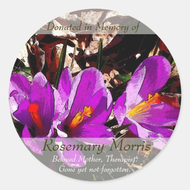 Sticker Rond Peinture de fleurs de printemps ~ Don en Mémoire d (Devant)