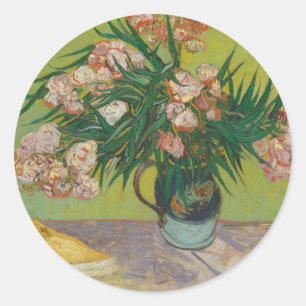 Sticker Rond Peinture de fleurs d'oléandre par Vincent Van Gogh