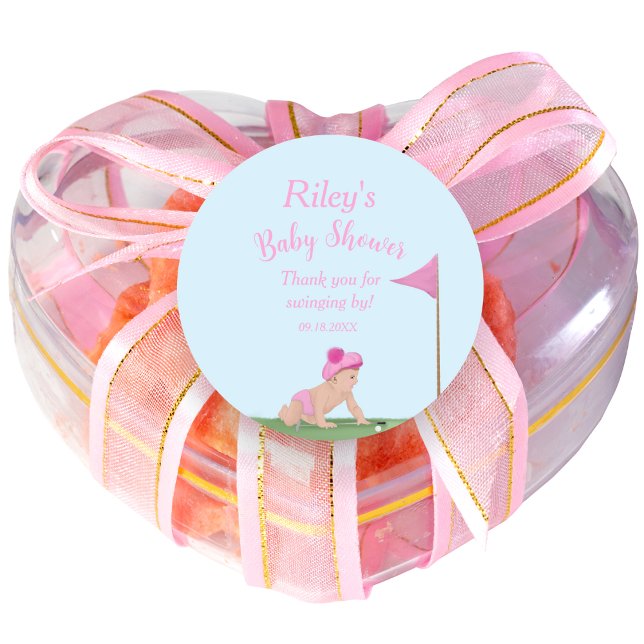 Sticker Rond Peinture De Golf Baby Girl Sweet Caddy Baby shower (Créateur téléchargé)