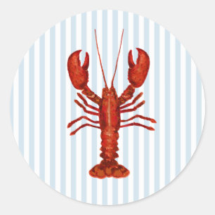 Sticker Rond Peinture de homard Bleu Nautique Bleu Bande Côtièr