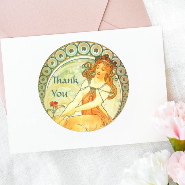 Sticker Rond Peinture. De la série Arts de Mucha (Créateur téléchargé)