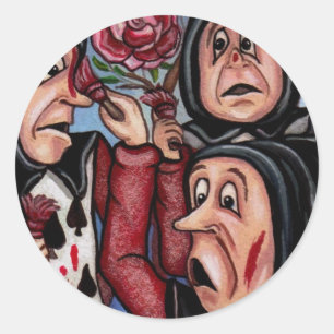 Sticker Rond PEINTURE de l'Alice ROSE au pays des merveilles