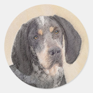 Sticker Rond Peinture de linge bluetick - mignon chien original