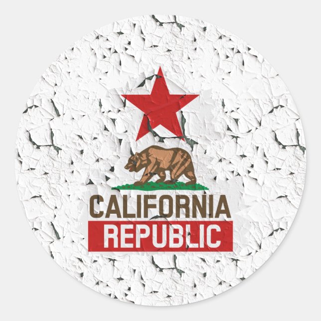 Sticker Rond Peinture de Peeling de la Californie (Devant)