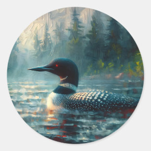 Sticker Rond Peinture de Plongeon sur le lac Moody