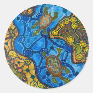 Sticker Rond Peinture des tortues autochtones