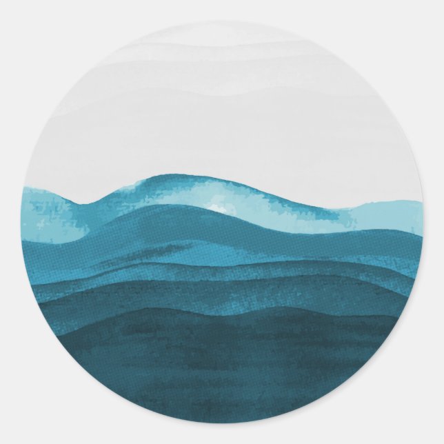 Sticker Rond Peinture des vagues (Devant)