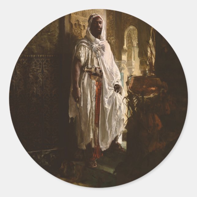 Sticker Rond Peinture en chef maure africaine Portrait (Devant)
