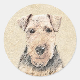 Sticker Rond Peinture galloise Terrier - Cute Original Chien Ar