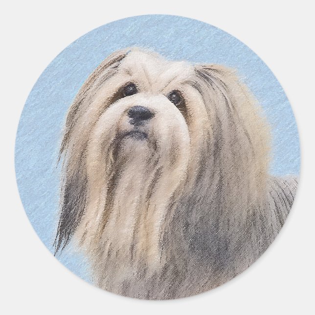 Sticker Rond Peinture Havanaise (Argent) - Cute Original Chien  (Devant)