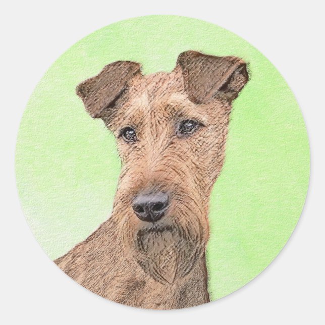 Sticker Rond Peinture Irlandaise Terrier - Cute Original Chien  (Devant)