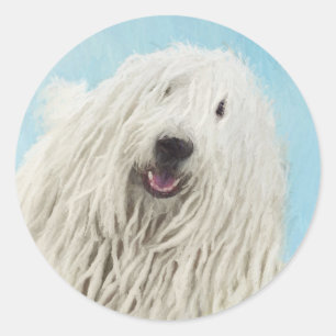 Sticker Rond Peinture Komondor - Cute Original Chien Art