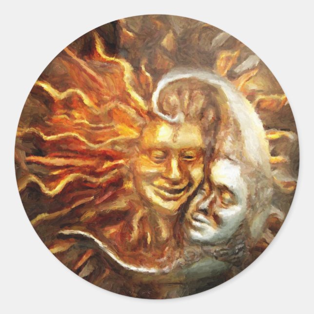 Sticker Rond Peinture : Lunar Loves Solar (Devant)