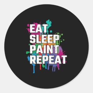 Sticker Rond Peinture Manger Peinture de sommeil Répéter la p