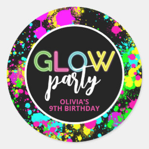 Sticker Rond Peinture néon anniversaire lumineux